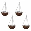 Lot de 4 Paniers Supsendus en Saule avec Fonds et Chaine Pendante
