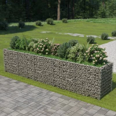 VidaXL Lit surélevé à gabion Acier galvanisé 450x90x100 cm 2 VidaXL Lit surélevé à gabion Acier galvanisé 450x90x100 cm – Image 2