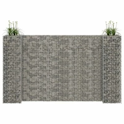 VidaXL Jardinière à gabion en H Fil d'acier 260x40x150 cm 2 VidaXL Jardinière à gabion en H Fil d'acier 260x40x150 cm – Image 2