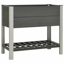 VidaXL Lit surélevé de jardin avec étagère 100x50x90 cm WPC Gris