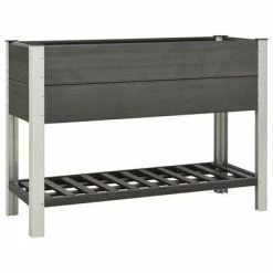 VidaXL Lit surélevé de jardin avec étagère 125x50x90 cm WPC Gris