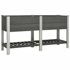 VidaXL Lit surélevé de jardin avec étagère 175x50x90 cm WPC Gris