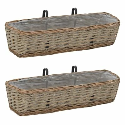 VidaXL Jardinière de balcon 2 pcs Osier avec doublure en PE 60 cm 1 VidaXL Jardinière de balcon 2 pcs Osier avec doublure en PE 60 cm