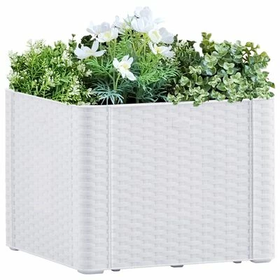 VidaXL Lit surélevé de jardin avec système d'arrosage Blanc 43x43x33cm 2 VidaXL Lit surélevé de jardin avec système d'arrosage Blanc 43x43x33cm – Image 2