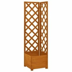 VidaXL Jardinière d'angle en treillis Orange 40x40x150cm Bois de sapin