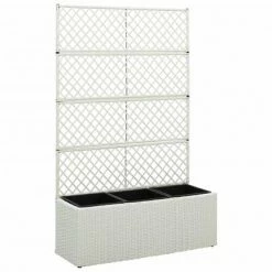 VidaXL Lit surélevé en treillis 3pots 83x30x130cm Résine tressée Blanc