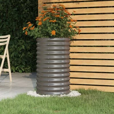 VidaXL Jardinière de jardin Acier enduit de poudre 40x40x68 cm Gris 2 VidaXL Jardinière de jardin Acier enduit de poudre 40x40x68 cm Gris – Image 2