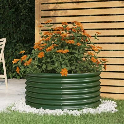 VidaXL Jardinière de jardin Acier enduit de poudre 80x80x36 cm Vert 2 VidaXL Jardinière de jardin Acier enduit de poudre 80x80x36 cm Vert – Image 2