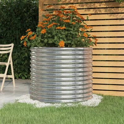 VidaXL Jardinière de jardin Acier enduit de poudre 80x80x68 cm Argenté 2 VidaXL Jardinière de jardin Acier enduit de poudre 80x80x68 cm Argenté – Image 2