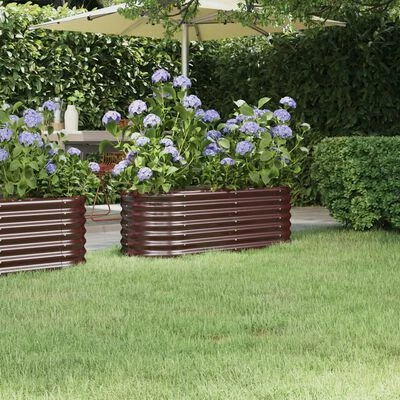 VidaXL Jardinière de jardin Acier enduit de poudre 114x40x36 cm Marron 2 VidaXL Jardinière de jardin Acier enduit de poudre 114x40x36 cm Marron – Image 2