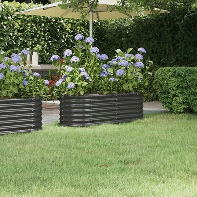 VidaXL Jardinière Acier enduit de poudre 114x40x36 cm Anthracite 2 VidaXL Jardinière Acier enduit de poudre 114x40x36 cm Anthracite – Image 2