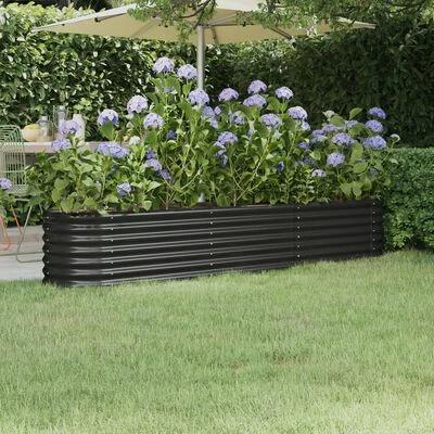 VidaXL Jardinière Acier enduit de poudre 224x40x36 cm Anthracite 2 VidaXL Jardinière Acier enduit de poudre 224x40x36 cm Anthracite – Image 2