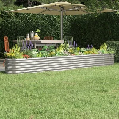 VidaXL Jardinière de jardin Acier enduit de poudre 332x40x36cm Argenté 2 VidaXL Jardinière de jardin Acier enduit de poudre 332x40x36cm Argenté – Image 2