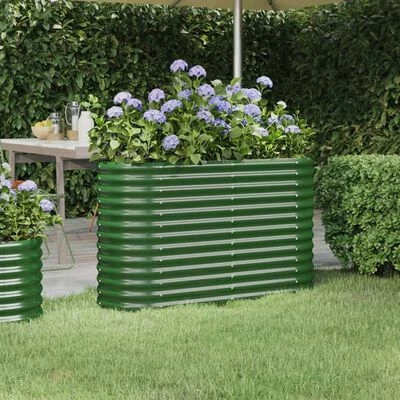VidaXL Jardinière de jardin Acier enduit de poudre 114x40x68 cm Vert 2 VidaXL Jardinière de jardin Acier enduit de poudre 114x40x68 cm Vert – Image 2