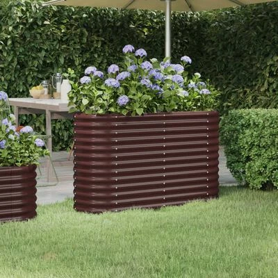 VidaXL Jardinière de jardin Acier enduit de poudre 114x40x68 cm Marron 2 VidaXL Jardinière de jardin Acier enduit de poudre 114x40x68 cm Marron – Image 2