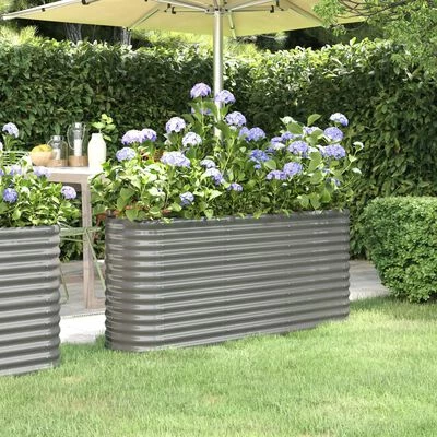VidaXL Jardinière de jardin Acier enduit de poudre 152x40x68 cm Gris 2 VidaXL Jardinière de jardin Acier enduit de poudre 152x40x68 cm Gris – Image 2