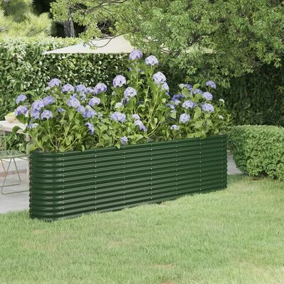 VidaXL Jardinière de jardin Acier enduit de poudre 260x40x68 cm Vert 2 VidaXL Jardinière de jardin Acier enduit de poudre 260x40x68 cm Vert – Image 2