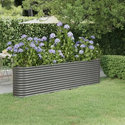 VidaXL Jardinière de jardin Acier enduit de poudre 260x40x68 cm Gris 2 VidaXL Jardinière de jardin Acier enduit de poudre 260x40x68 cm Gris – Image 2