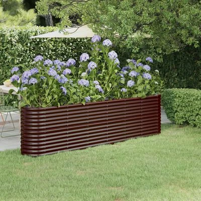 VidaXL Jardinière de jardin Acier enduit de poudre 260x40x68 cm Marron 2 VidaXL Jardinière de jardin Acier enduit de poudre 260x40x68 cm Marron – Image 2