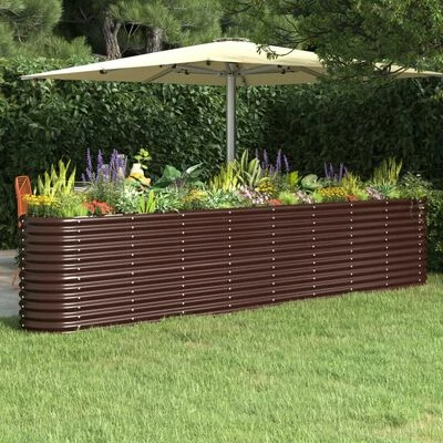 VidaXL Jardinière de jardin Acier enduit de poudre 332x40x68 cm Marron 2 VidaXL Jardinière de jardin Acier enduit de poudre 332x40x68 cm Marron – Image 2