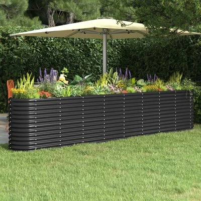 VidaXL Jardinière de jardin Acier enduit poudre 332x40x68cm Anthracite 2 VidaXL Jardinière de jardin Acier enduit poudre 332x40x68cm Anthracite – Image 2