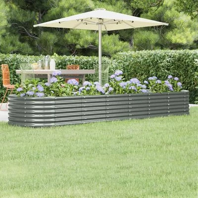 VidaXL Jardinière de jardin Acier enduit de poudre 296x80x36 cm Gris 2 VidaXL Jardinière de jardin Acier enduit de poudre 296x80x36 cm Gris – Image 2