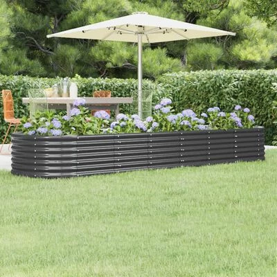 VidaXL Jardinière de jardin Acier enduit poudre 296x80x36cm Anthracite 2 VidaXL Jardinière de jardin Acier enduit poudre 296x80x36cm Anthracite – Image 2