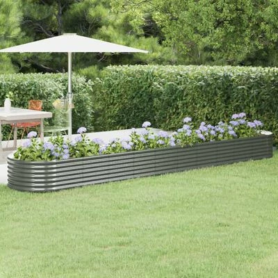 VidaXL Jardinière de jardin Acier enduit de poudre 440x80x36 cm Gris 2 VidaXL Jardinière de jardin Acier enduit de poudre 440x80x36 cm Gris – Image 2