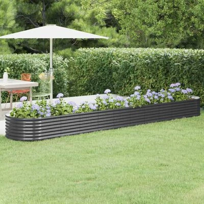 VidaXL Jardinière de jardin Acier enduit poudre 440x80x36cm Anthracite 2 VidaXL Jardinière de jardin Acier enduit poudre 440x80x36cm Anthracite – Image 2
