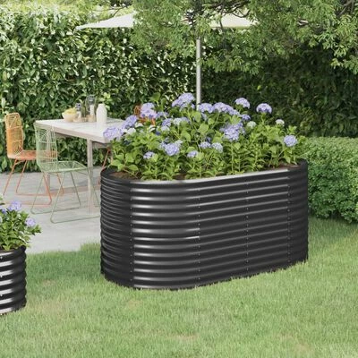 VidaXL Jardinière Acier enduit de poudre 152x80x68 cm Anthracite 2 VidaXL Jardinière Acier enduit de poudre 152x80x68 cm Anthracite – Image 2