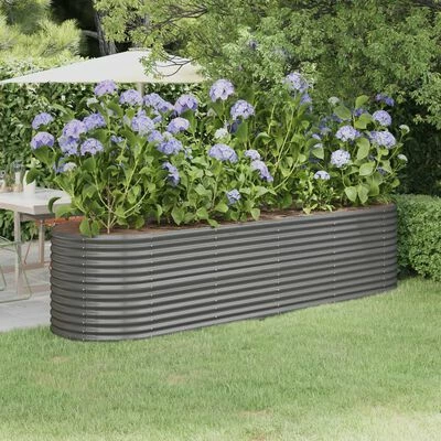VidaXL Jardinière de jardin Acier enduit de poudre 296x80x68 cm Gris 2 VidaXL Jardinière de jardin Acier enduit de poudre 296x80x68 cm Gris – Image 2