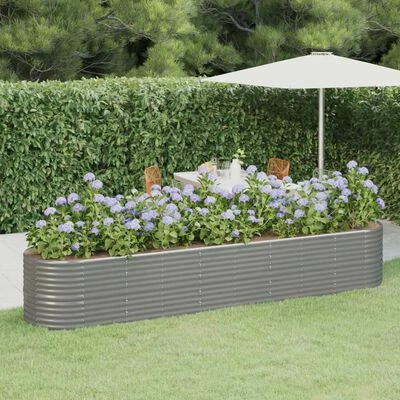 VidaXL Jardinière de jardin Acier enduit de poudre 368x80x68 cm Gris 2 VidaXL Jardinière de jardin Acier enduit de poudre 368x80x68 cm Gris – Image 2