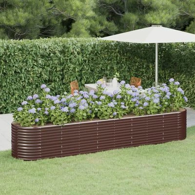 VidaXL Jardinière de jardin Acier enduit de poudre 368x80x68 cm Marron 2 VidaXL Jardinière de jardin Acier enduit de poudre 368x80x68 cm Marron – Image 2