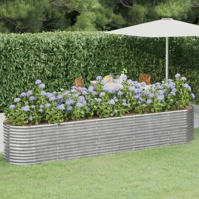 VidaXL Jardinière de jardin Acier enduit de poudre 368x80x68cm Argenté 2 VidaXL Jardinière de jardin Acier enduit de poudre 368x80x68cm Argenté – Image 2