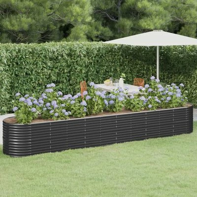 VidaXL Jardinière Acier enduit de poudre 440x80x68 cm Anthracite 2 VidaXL Jardinière Acier enduit de poudre 440x80x68 cm Anthracite – Image 2