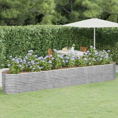 VidaXL Jardinière de jardin Acier enduit de poudre 440x80x68cm Argenté 2 VidaXL Jardinière de jardin Acier enduit de poudre 440x80x68cm Argenté – Image 2