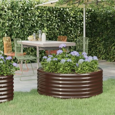 VidaXL Jardinière de jardin Acier enduit de poudre 100x100x36cm Marron 2 VidaXL Jardinière de jardin Acier enduit de poudre 100x100x36cm Marron – Image 2