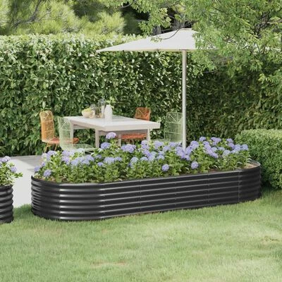 VidaXL Jardinière Acier enduit de poudre 249x100x36 cm Anthracite 2 VidaXL Jardinière Acier enduit de poudre 249x100x36 cm Anthracite – Image 2