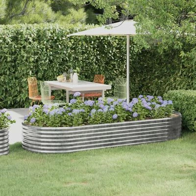 VidaXL Jardinière jardin Acier enduit de poudre 249x100x36 cm Argenté 2 VidaXL Jardinière jardin Acier enduit de poudre 249x100x36 cm Argenté – Image 2