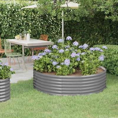VidaXL Jardinière de jardin Acier enduit de poudre 140x140x36 cm Gris 2 VidaXL Jardinière de jardin Acier enduit de poudre 140x140x36 cm Gris – Image 2