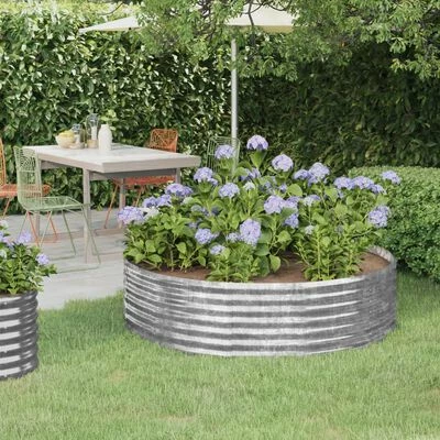 VidaXL Jardinière Acier enduit de poudre 140x140x36 cm Argenté 2 VidaXL Jardinière Acier enduit de poudre 140x140x36 cm Argenté – Image 2