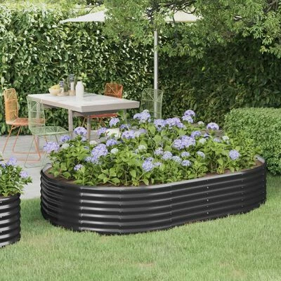 VidaXL Jardinière Acier enduit de poudre 214x140x36 cm Anthracite 2 VidaXL Jardinière Acier enduit de poudre 214x140x36 cm Anthracite – Image 2