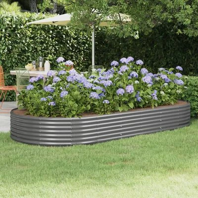VidaXL Jardinière de jardin Acier enduit de poudre 296x140x36 cm Gris 2 VidaXL Jardinière de jardin Acier enduit de poudre 296x140x36 cm Gris – Image 2