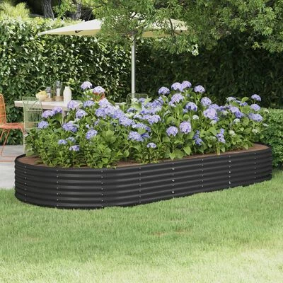 VidaXL Jardinière Acier enduit de poudre 296x140x36 cm Anthracite 2 VidaXL Jardinière Acier enduit de poudre 296x140x36 cm Anthracite – Image 2
