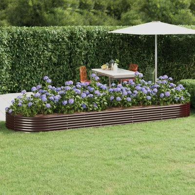 VidaXL Jardinière de jardin Acier enduit de poudre 450x140x36cm Marron 2 VidaXL Jardinière de jardin Acier enduit de poudre 450x140x36cm Marron – Image 2