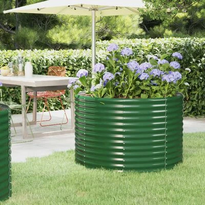 VidaXL Jardinière de jardin Acier enduit de poudre 100x100x68 cm Vert 2 VidaXL Jardinière de jardin Acier enduit de poudre 100x100x68 cm Vert – Image 2