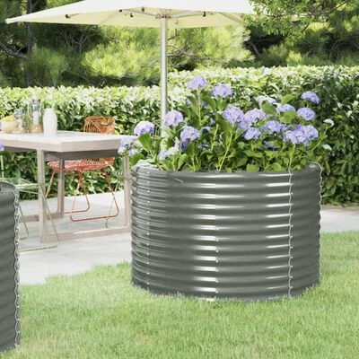 VidaXL Jardinière de jardin Acier enduit de poudre 100x100x68 cm Gris 2 VidaXL Jardinière de jardin Acier enduit de poudre 100x100x68 cm Gris – Image 2