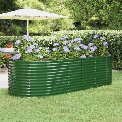 VidaXL Jardinière de jardin Acier enduit de poudre 249x100x68 cm Vert 2 VidaXL Jardinière de jardin Acier enduit de poudre 249x100x68 cm Vert – Image 2