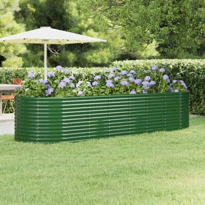 VidaXL Jardinière de jardin Acier enduit de poudre 322x100x68 cm Vert 2 VidaXL Jardinière de jardin Acier enduit de poudre 322x100x68 cm Vert – Image 2