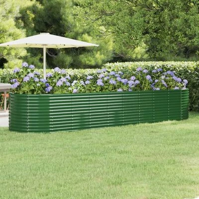VidaXL Jardinière de jardin Acier enduit de poudre 396x100x68 cm Vert 2 VidaXL Jardinière de jardin Acier enduit de poudre 396x100x68 cm Vert – Image 2